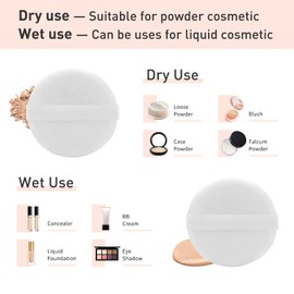 Zvrlampro 4 Pieces Cotton Powder Puff, Soft Makeup Puff for Loose Powder Foundation, Face Powder Puff Pads Body Cosmetic Foundation (White, 3.15 Inch)