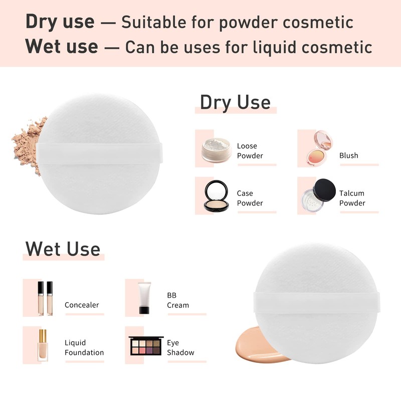Zvrlampro 4 Pieces Cotton Powder Puff, Soft Makeup Puff for