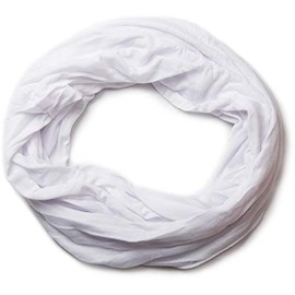 styleBREAKER Jersey Loop Tube Scarf in Crash Look, Plain Colours, Light Summer Scarf, Elastic, 01016041, White