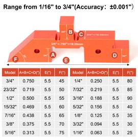 GAINNEER Router Table Setup Bars - 14 Pcs Precision Woodworking Height, Depth & Angle Gauge for Table Saws, All Aluminum Alloy & Each in Different Thickness