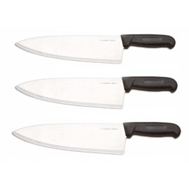 8" Columbia Cutlery Commercial Chef/Cook Knife - Black Fibrox Handle - Razor Sharp and Dishwasher Friendly (3 Pack - 8" Black Chef)