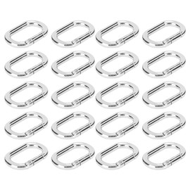 Hztyyier 20 pieces oval spring buckle clip carabiner key ring 23 mm alloy carabiner clip clasps for bags wallets key ring strap (silver)