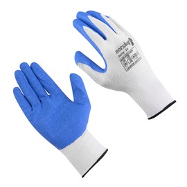 RS CITRIN/Nitrilhandschuhe mit Baumwolleinsatz/Arbeitshandschuhe aus Nitril/Schützender Nitrilbeschichtet/Größe 08, 12 Paar/Gelb Weiß/Montagehandschuhe/Cotton Comfort schweißabsorbierend