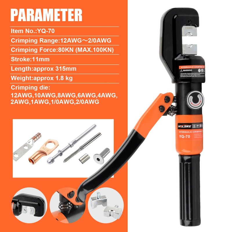 HZLZRZ Hydraulic Crimping Tool and Battery Cable Crimper Tool, Cable