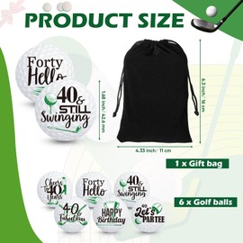 Sonwyoung 6 Pcs Birthday Golf Balls Gift Funny Golfer Gift Set Golf Birthday Set Professional Practice Ball for Men Golfers(40th)