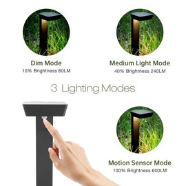 Lustrlach Solar Path Light Motion Sensor LED Outdoor Bollard Light with 3 Lighting Modes Waterproof Solar Walkway Lights for Garden Patio Yard Driveway,24in,Low Voltage
