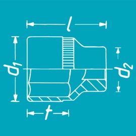 HAZET Hex Socket 900-22|12.5mm Square Drive, Flat Width 22mm, Knurled | Socket with Chrome Plated and Polished Surface for Manual Operation