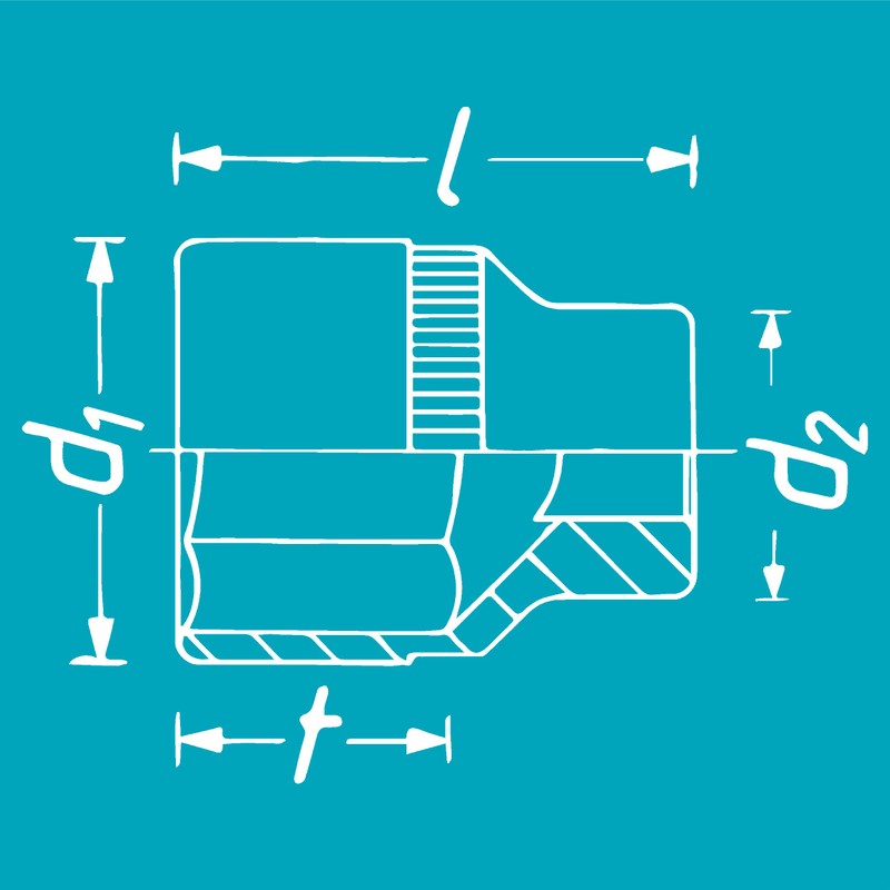 HAZET Hex Socket 900-22|12.5mm Square Drive, Flat Width 22mm, Knurled