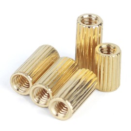 MACHSWON 10 PCS Round Knurled Hollow Copper Column M2*12mm Brass Spacer Standoff Screw Nut Threaded Pillar Copper Column