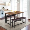 Jojoka Dining Set Table and 2 Upholstered Bench Wood Top