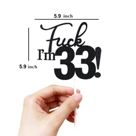 33 decoraciones para tartas, 33 decoraciones para tartas de cumpleaños, purpurina negra, divertida decoración para tartas de 33 años para hombres, 33 decoraciones para tartas para mujeres, decoraciones de 33 cumpleaños, decoración para tartas de 33 cumpl