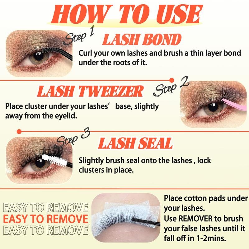 Eyelashes Beginner Friendly Clusters Kit Dramatic Eyelashes Extension Kit ,