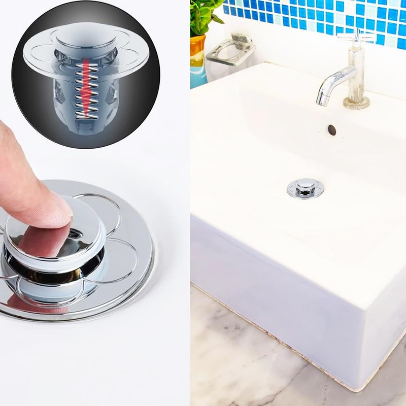 Tappo Lavandino Bagno Bidet per scarico Universale Pop-Up con Filtro