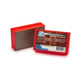 Glass Polish (Grit 200) Pack of 2 PRO Diamond Hand Pad Sanding Blocks for Smoothing, Edging and Polishing - 3.74” x 2.16” (95x 55mm)