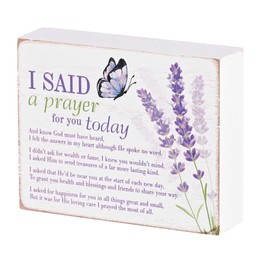 Dicksons I Said A Prayer For You Today, Purple/White 4 x 3 Inch MDF Wood Tabletop Block Sign Plaque