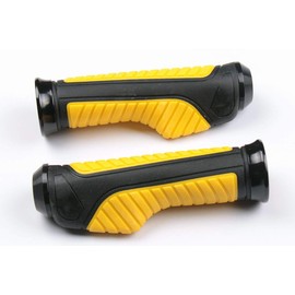 MotorToGo Yellow Aluminum Handlebar Gel Hand Grips with End Cap Compatible for 2004 Suzuki Katana 600 GSX600F