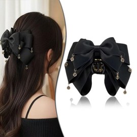 Wowjimi Hair Clip, Large, Ribbon, Looks Like A Princess, Stars, Temperament, French Ribbon Hair Pin, Stylish, Office, Daily Use, Commuting to Work or School, Recitals, Weddings, School Entrance
