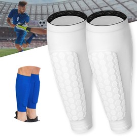 Tapis Design Schienbeinschoner Fußball, 1 Paar Schienbeinschoner Aufprallschutz, Ski Schienbeinschoner mit Wabenpolster, Schienbeinschoner für Männer, Frauen & Kinder (Weiß, XL)