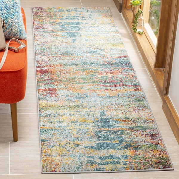 SAFAVIEH Monaco Collection Runner Rug - 2'2" x 12', Teal