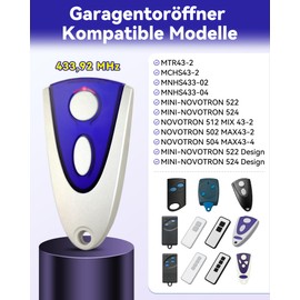RENGOGA Garage Door Opener Remote Control for Novoferm Novotron 502 MAX43-2 Novotron 512 MIX43-2 433.92MHz Pack of 2