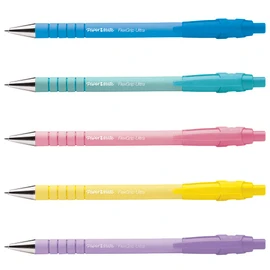 Paper Mate Flexgrip Ultra Pastel Ballpoint Pens | Medium Point (1.0mm) | Blue Ink | Pastel Barrels | 5 Count