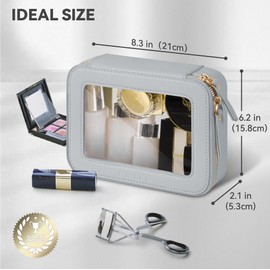Prite Prite Clear Makeup Bag Cosmetic Organizer Case Waterproof Travel Toiletry Bag Skincare Pouch with Golden Zipper(Grey)
