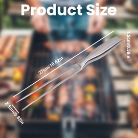 Stainless Steel Meat Fork, Durable Stainless Steel Meat Fork with Ergonomic Handle, Anti-Slip Long Handle Meat Fork, for BBQ, Kitchen, Turkey, Roast, and Dinner Parties