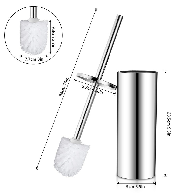 FIISAYL Miroir Toilet Brush with Stainless Steel Handle and Base