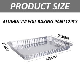 MEMOFYND 12-Piece Aluminium Foil Baking Tray, Aluminium Foil Baking Tray, Aluminium Foil Baking Container, Bread Cookie Baking Mould, Batch Cooking Container, Suitable for Baking, Grilling (Silver)