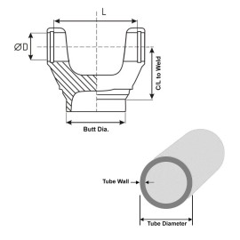 DANA Spicer 3-28-57 Spicer Tube Weld Yoke for Irrigation Driveshafts 1350 3" x .083 USA Made