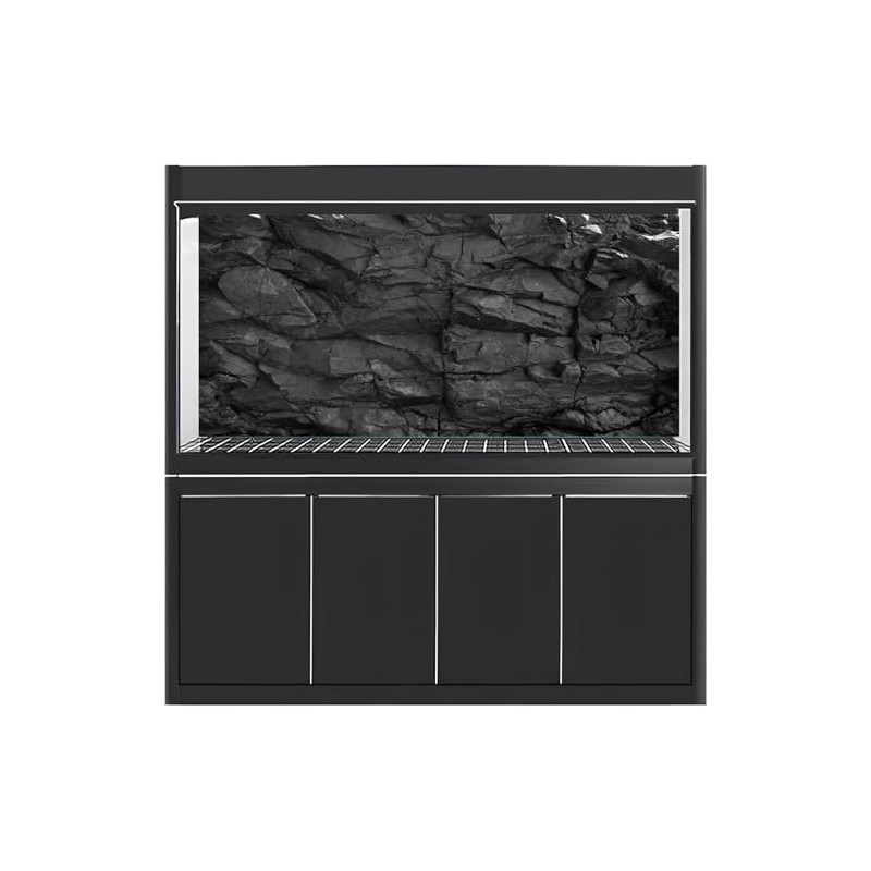 MIRRORANG 91x41cm Stone Aquarium Background Black Rock Fish Tank Poster