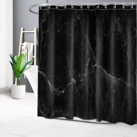 LB Abstract Black Marble Shower Curtain Decor, Minimalist Modern Grey Black and White Marble Shower Curtains for Bathroom 72X72 inch Polyester Fabric Bathroom Decoration Bath Curtains Hooks Included