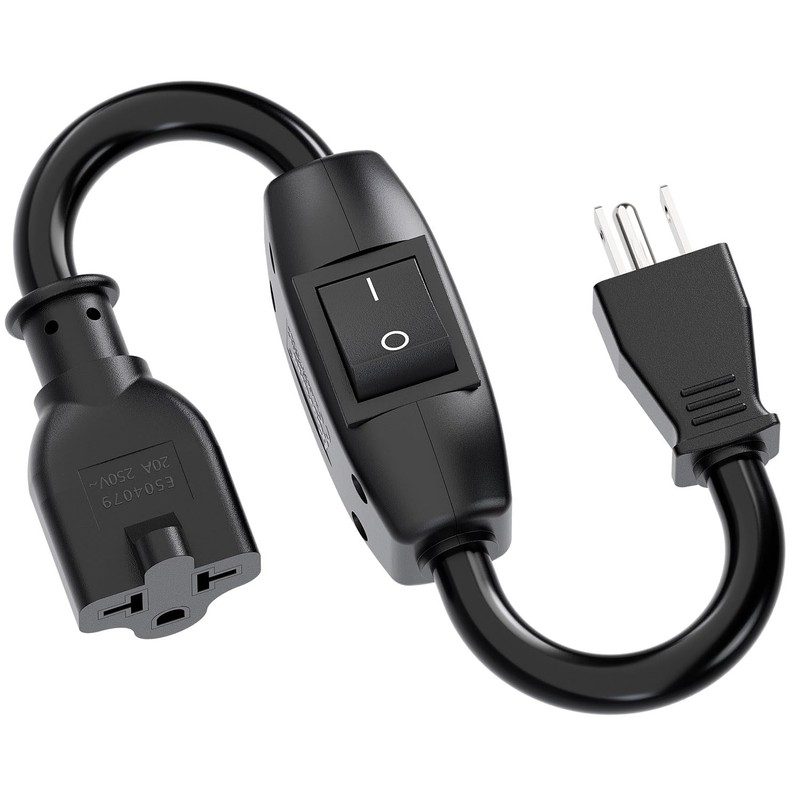 Heavy Duty On/Off Switch Extension Cord 12-AWG 15A Household Plug