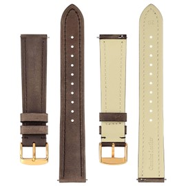 BISONSTRAP Extra Long Watch Bands 18mm, Leather Watch Straps for Men, XL Replacement Strap for Large Wrists, Dark Brown (Gold Buckle)