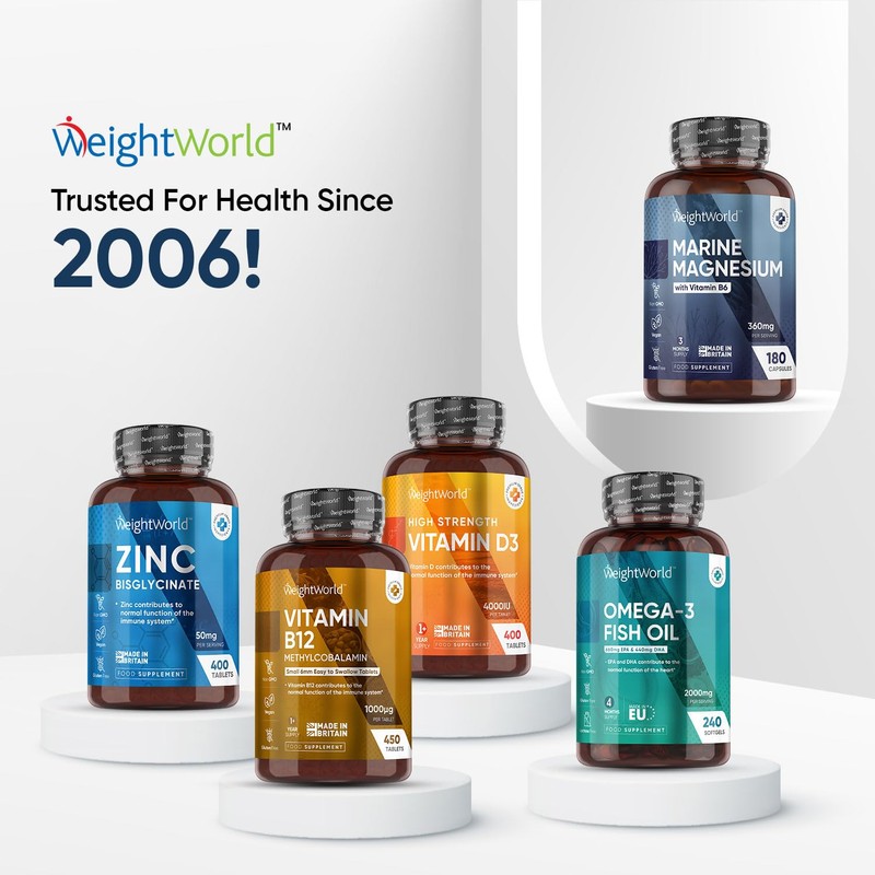 High Strength Magnesium Supplements - 180 Vegan Marine Magnesium Capsules