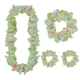 Conjunto de accesorios de disfraz hawaiano, traje tropical para fiesta de Luau, regalos de boda en la playa (arco iris)