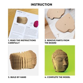 CARTONIC 3D Puzzle Set - Buddha - Cardboard 3D Puzzle - The Cardboard Turns Into a Figure into a Relief - All Ages - 79 Piece Cardboard 3D Jigsaw Puzzle