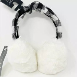 White Inc Earmuffs Buffalo Plaid One Size Women's Warm Winter Headwear Black White, OS
