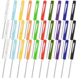 30 Pcs Pocket Screwdriver Mini Tops and Pocket Clips Magnetic Slotted Screwdriver Pocket with Magnet Small Slotted Screw Driver for Mechanical Electrician Technician Repair Tool (Mix Color)