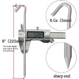 AAGUT 8 Pack Metal Camping Tent Stakes 9 Inch Yard Stakes for Inflatables Heavy Duty Tent Pegs Steel Hooked Ground Stakes for Outdoor Christmas Decorations, Garden Edging Tarp Stakes for Ground