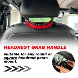 SWLOR 2Pack Headrest Grab Handles Universal Car Seat Handles Paracord Handles for Jeep Wrangler Toyota Tacoma Ford Bronco Trucks SUV,Heavy-Duty Backseat Grab Handles,Red