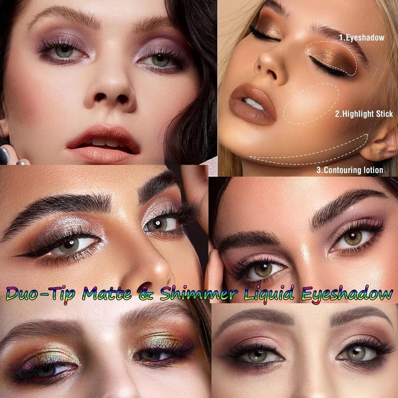 MiaSarah Rosy Brown Liquid Eyeshadow Matte Double Ended Glitter Metallic