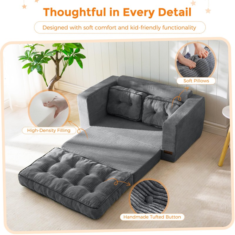 MAXYOYO Convertible Sofa Bed for Boys and Girls, Floor Kids