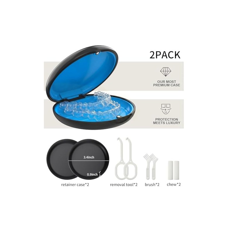 2 Pack Retainer Case, Compatible with Invisalign, Slim Aligner Case