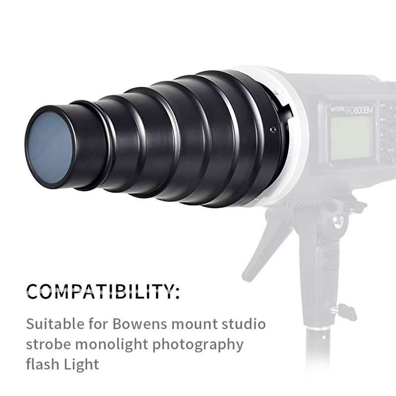 Soonpho Aluminum Alloy Conical Snoot Kit for Bowens Mount Strobe