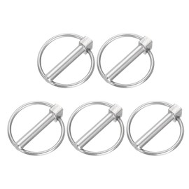 uxcell 5Pcs 5/16" x 1-3/4" Linch Pin with Ring, Stainless Steel Round Linch Pins for Boat Kayak Canoe, Trailer Trolley Trucks Mower, Silver