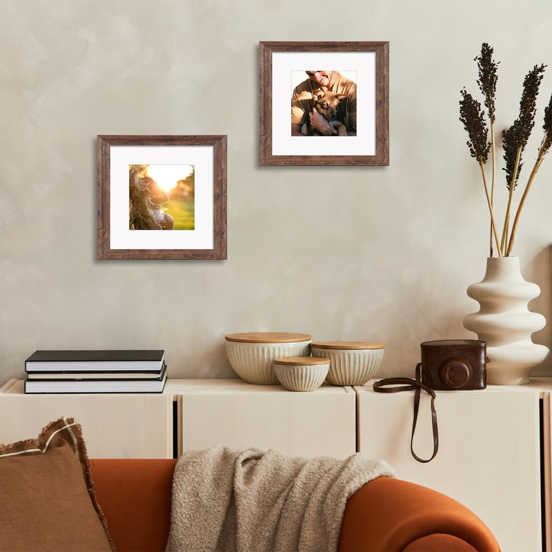 ZBEIVAN 12x12 White Picture Mats with Core Bevel Cut Frame