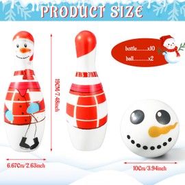 Libima 12 Pcs Christmas Bowling Set Santa Claus Snowman Toddler Bowling Set 10 Soft Foam Bowling Pins 2 Bowling Balls Set Toy Bowling Set for Kids Game Indoor Outdoor Xmas Party Supplies(Snowman)