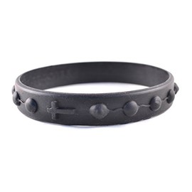 Goods For Giving · Silicone Rosary Decade Wristbands · Black · 3 Pack · Size 8'' · Safe, Comfortable, Versatile