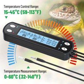 CAVACHEW Smart Thermostat with Heating Timing Outlets, PID Dimming Thermostat for Day Night Temperature Controller, 3-Channel Digital Timer Thermostat for Reptile Mushroom Greenhouse Heat UVB Lamp